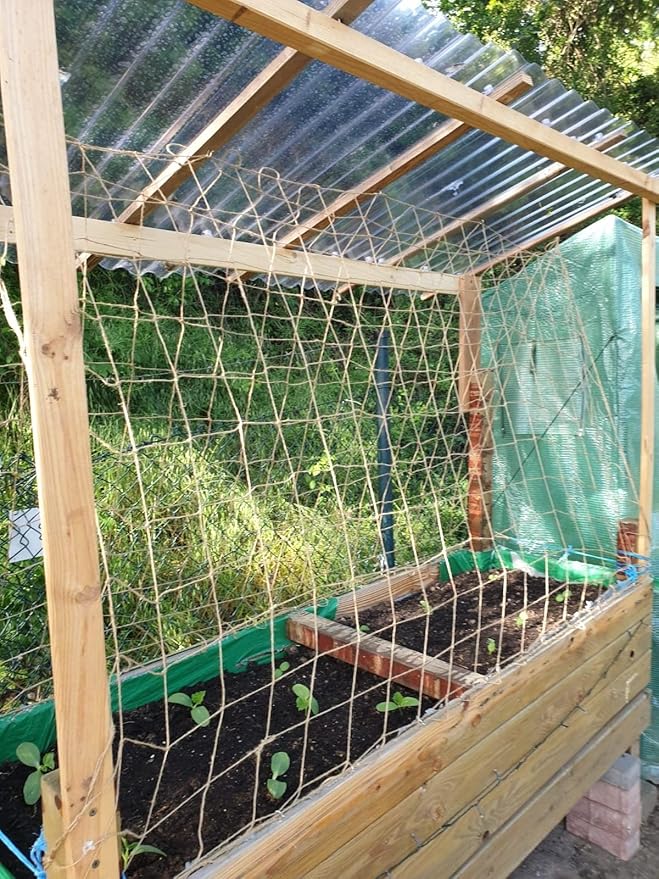 Jute Trellis Netting - Jute Netting for Garden, Heavy Duty Plant Support Netting for Climbing Plants, Cucumber, Vine, Fruits & Vegetables, Climbing Vining Plants (6.6 Ft x 16.4 Ft, 3.9 Inch Squares)