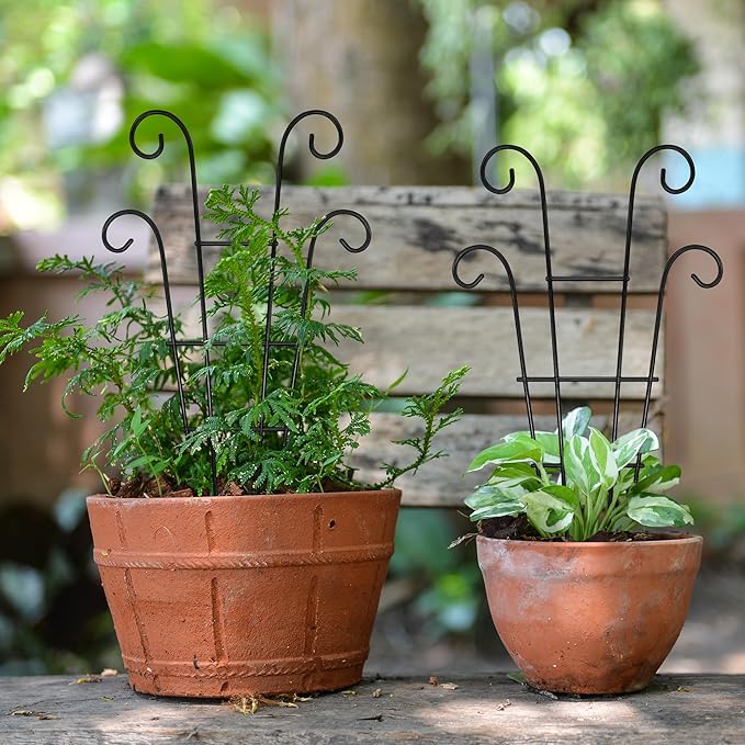 14.17in Trellis for Climbing Plants Indoor, Small Metal Plant Trellis for Potted Plants, Houseplant Trellis Plant Support for Hoya Pothos Vine, Set of 4p, Black