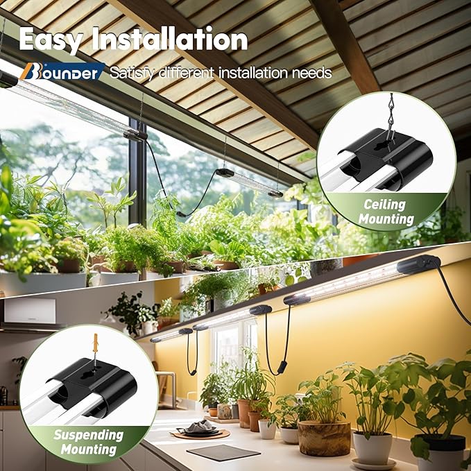 BBOUNDER 2ft LED Grow Light, Sunlike Full Spectrum Integrated Plant Light for Hydroponic Indoor Seedling Veg and Flower, Plug in Plant Light with On/Off Switch