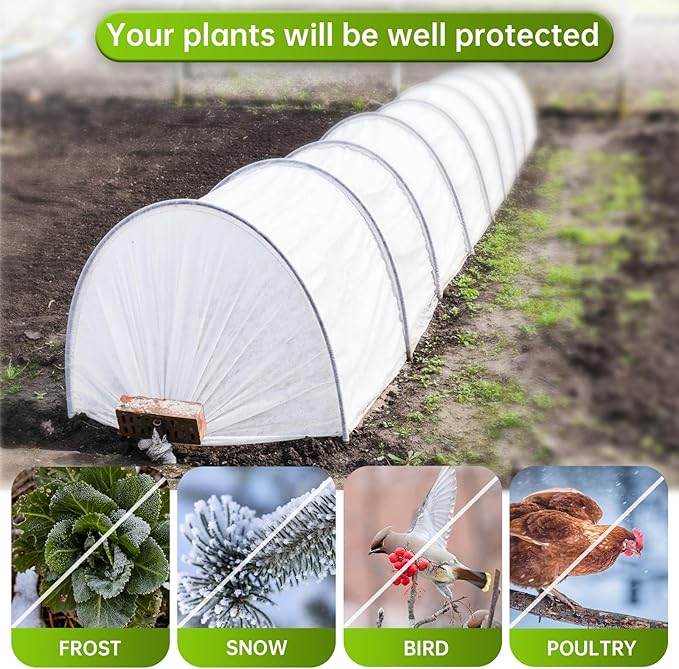 10 * 33 FT Plant Covers Freeze Protection, 1.05oz/yd² Frost Cloth for Outdoor Plants, Floating Row Cover Frost Blankets for Winter Garden Vegetables, Reusable Plant Frost Protection Covers