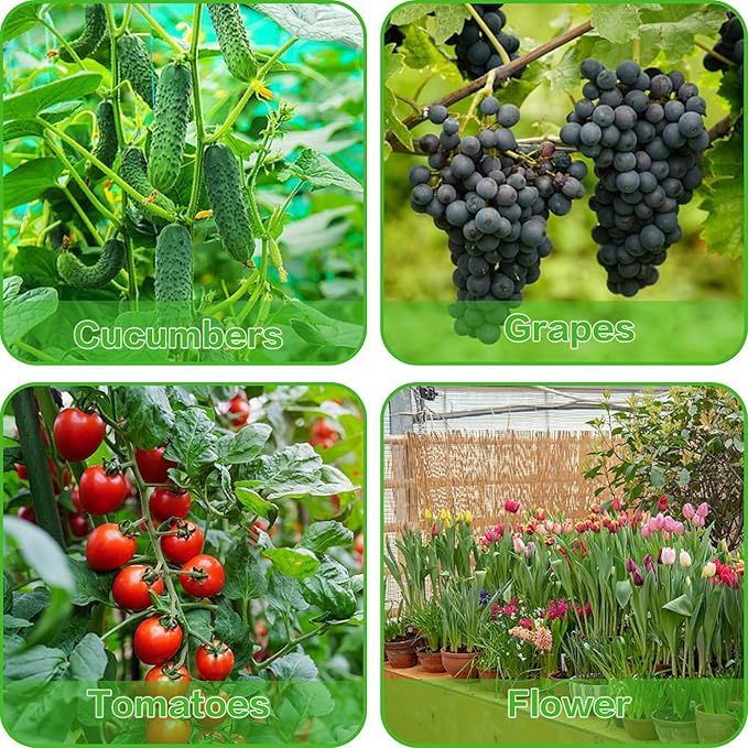 BOTINDO Garden Stakes 57 Inches Sturdy Green Plant Sticks 25 Pack, Metal Tomato Stakes Support, Yard Plant Support Cage for Potted Plants, Tomatoes, Trees, Cucumber, Fences, Beans (57 inch)