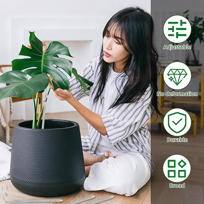 5 Pack Extendable Metal Plant Stakes, 7IN to 24.5IN Adjustable Monstera Plant Supports with Cable Tie Indoor Outdoor Plant Holder Sticks for Monstera Orchids Tomatoes Vines