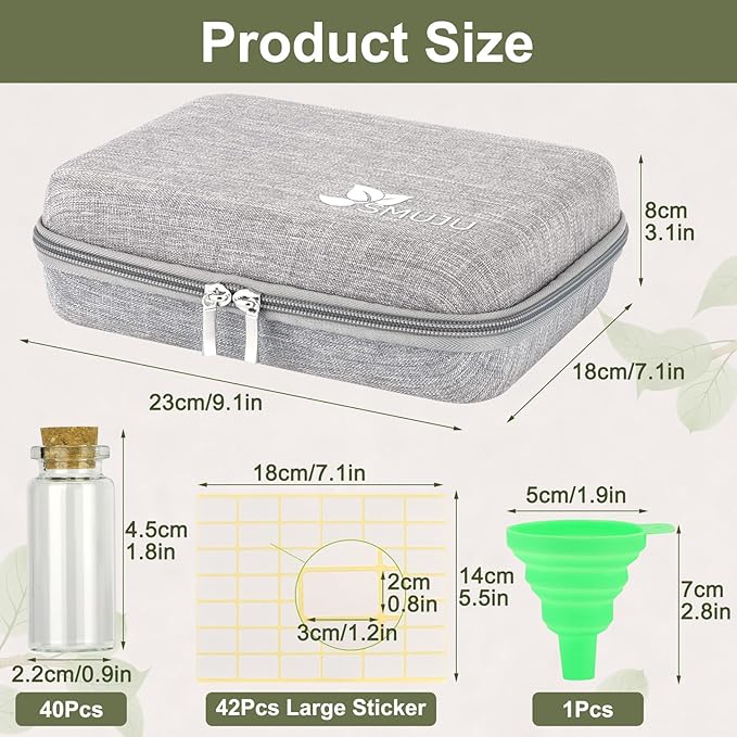 SMUJU 【40 Slots】 Seed Storage Organizer, Sturdy Seed Organizer Storage Box with Dual Zipper Bag and 42Pcs Label Stickers, Glass Seed Storage Container for Flower Vegetable Plants Garden Seeds Saving