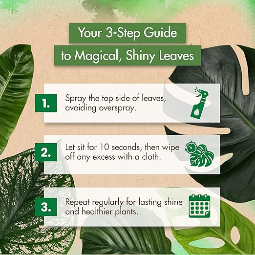 Leaf Shine Spray for Indoor Plants & Outdoor Plants - Plant Leaf Cleaner and Shine, Plant Shine Spray for Real Plants - Promotes Glossy, Vibrant Leaves - Leaf Cleaner for House Plants, 8 fl. oz.