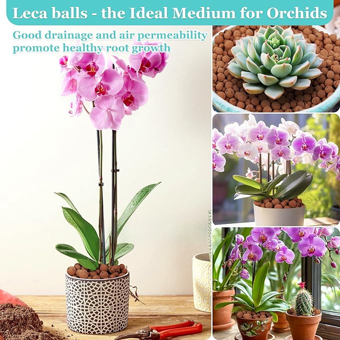 19 LBS Natural Leca Clay Pebbles for Plants- 4-16mm Expanded Clay Leca Balls for Indoor Plants, Hydroton Clay Pebbles for Plants Hydroponic & Aquaponics Growing, Orchids, Drainage, Terrarium