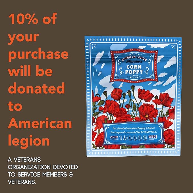 Corn Poppy Wildflower Seeds – 190,000+ Non-GMO Seeds – American Legion Red Poppy – Attracts Bees & Butterflies – Easy-to-Grow Annual for Pollinator Gardens, Meadows & Landscaping