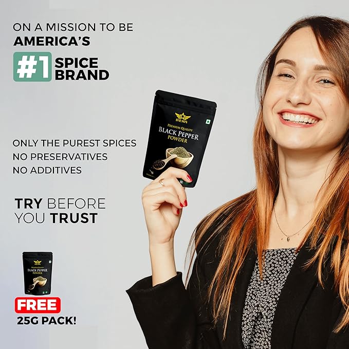 Black Pepper Powder for Cooking | Fine Powder Form,100% Pure, No Colors, No Additives | Kitchen Staple for Chefs, Home Cooks & Restaurants