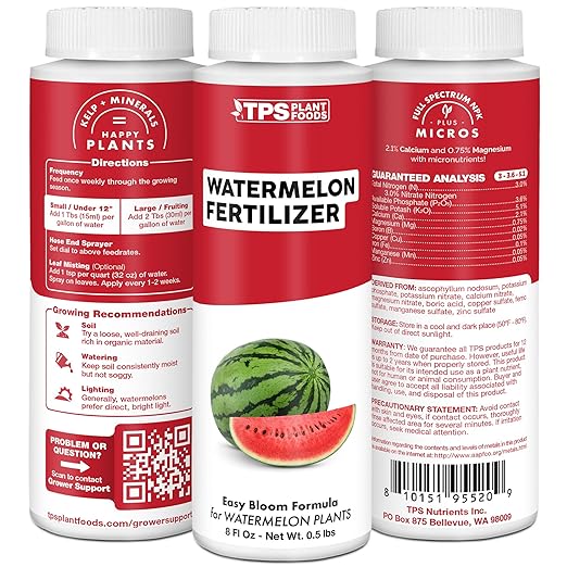 Watermelon Fertilizer – Liquid Plant Food for Bigger Melons, Vigorous Vines & Stronger Root Development, 8 oz