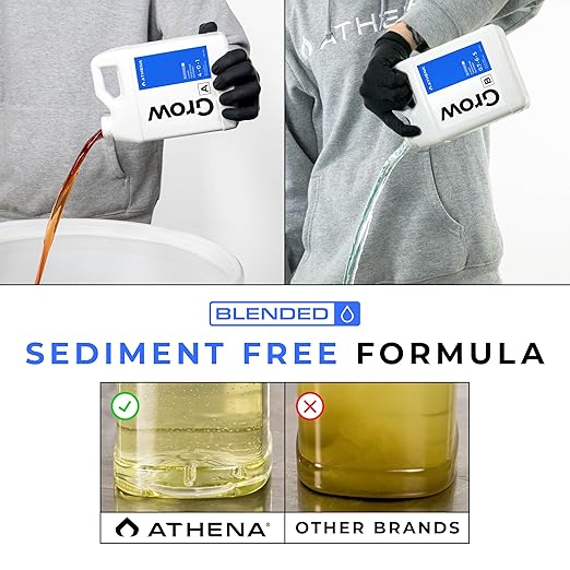Athena Blended Grow A&B | 2-Part Vegetative Liquid Fertilizer for Hydroponics & Soil | Plant Food for Veg Stage Growth | NPK A 4-0-1 | B 1-3-5 | 32 Ounce