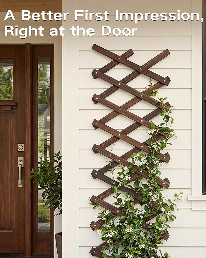 Expandable Garden Trellis, Indoor Wood Decorative Fence Panels for Climbing Plants, Vine Ivy Rose Support, Balcony Wall Decor, Yard Landscape Edging, Patio Divider, Animal Barrier (5.9 X 90 inch)