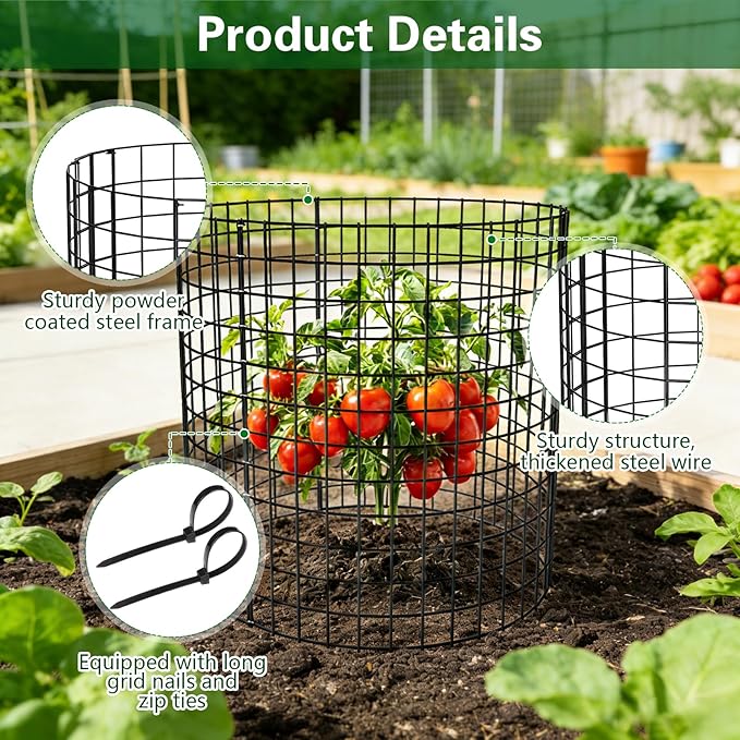 10 Pack Plant Protectors from Animals, 12×14in Wire Plant Protector Covers, Metal Garden Cloche with Ground Stakes and Zip Ties for Deer and Rabbit Protection in Outdoor Gardens