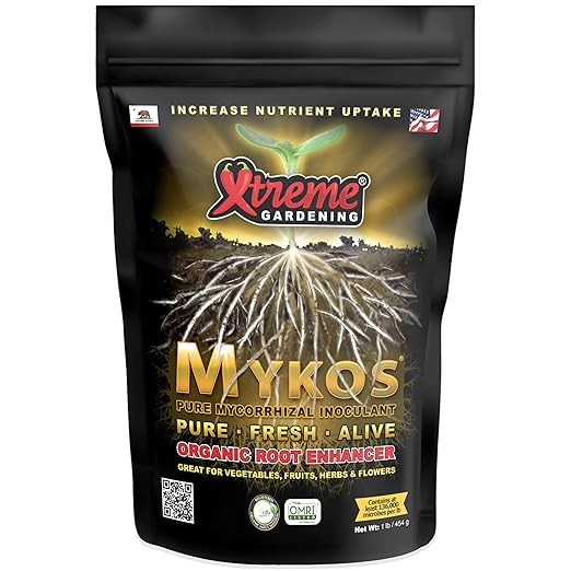 Xtreme Gardening Mykos 1 lb – Mycorrhizal Fungi Root Stimulator for Plants – Organic Root Booster for Stronger Roots, Bigger Growth & Higher Yields – Mycorrhizae for Vegetables, Flowers & Trees