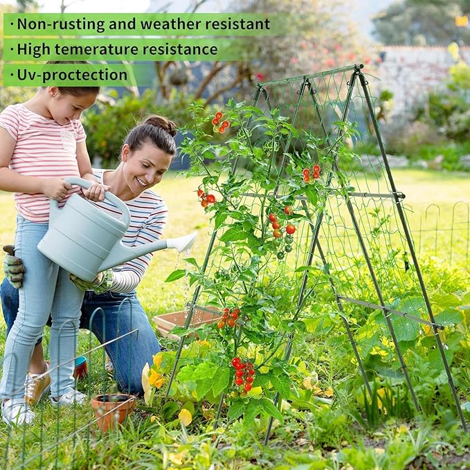 Lalahoni Cucumber Garden Trellis A Frame Trellis for Raised Bed, Plant Support for Flower Vine Grape Vegetable Fruit, Green