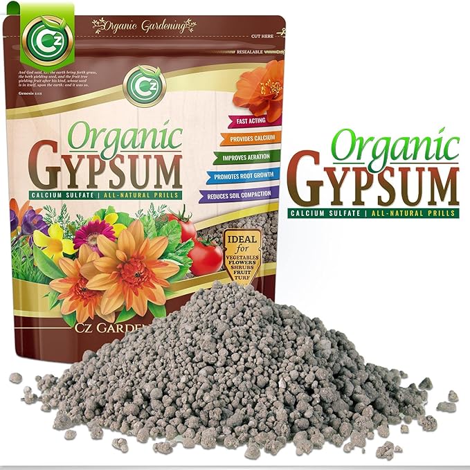 Gypsum Granules - Made in USA - Calcium Sulfate Dihydrate - Garden Soil Amendment Fertilizer for Lawns, Plants, Calcium & Sulfur Additive. Cures Blossom End Rot in Tomatoes & Peppers. OMRI Listed