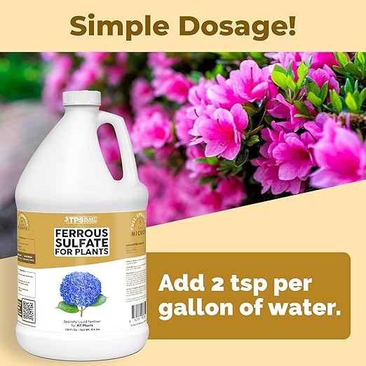 Ferrous Sulfate for Plants – Liquid Iron Supplement for Greener Leaves, Improved Chlorophyll Production & Reduced Yellowing, 1 Gallon