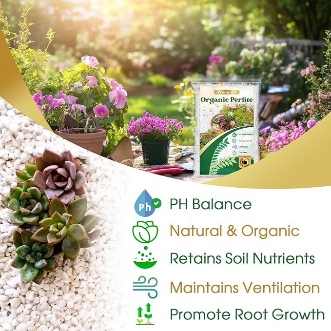 Organic Perlite for Plants,4 Quart Premium Horticultural Perlite for Indoor and Outdoor Plants,Enhance the Ventilation and Drainage of the Soil,Optimal for Potting Mixes