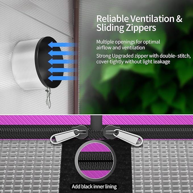 ATOUR 2x2 Grow Tent, 24"x24"x36''High Reflective Mylar 1680D Hydroponic Grow Tents, Waterproof Grow Tent with Double Cleart Observation Door and Floor Tray, for Indoor Plant Growing