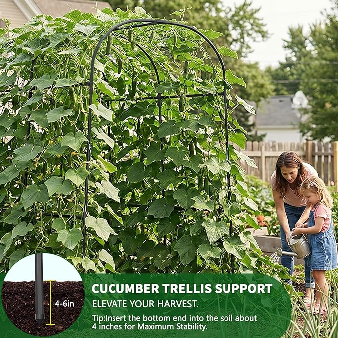 Tall Garden Arch Trellis for Climbing Plants, 83in Tall Metal Plant Support Trellis Archway for Climbing Plant Vegetables Cucumber, Outdoor Yard Lawn Garden Arch Tunnel Trellis