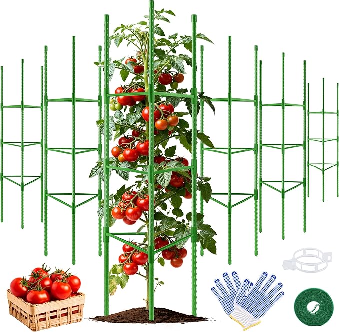 WAENLIR 6 Pack Tomato Cages for Garden, Up to 51 Inch Tomato Trellis for Raised Garden Bed, Plant Stakes for Pots, Durable Tomato Plant Support Garden Stakes for Climbing Plants