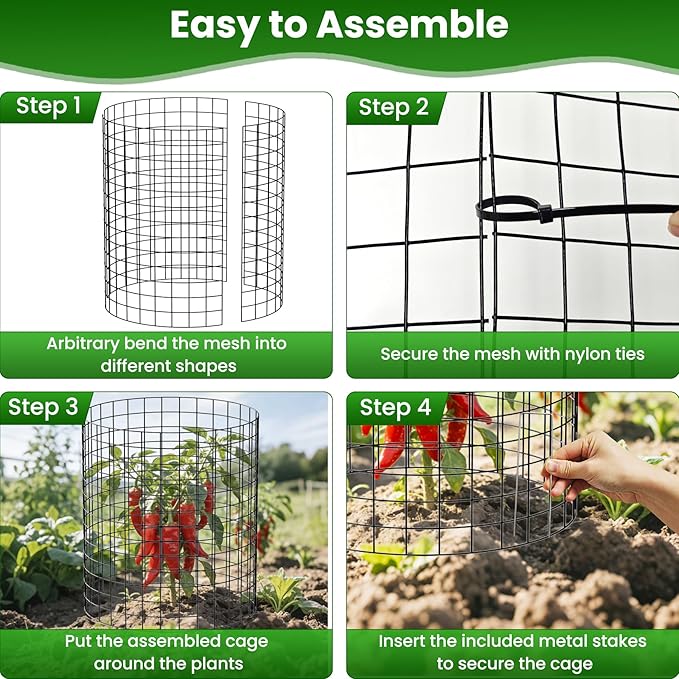Nexum 30Pcs Plant Protectors from Animals – 16" x 12" Metal Tree Trunk Guards, Garden Plant Cloches & Expandable Plant Cages to Protect from Deer, Rabbits & Lawn Mowers