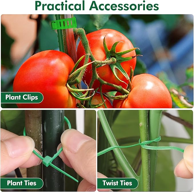 3 Pack 48" Tomato Cages for Garden, Plastic Coated Steel Pipe Heavy Duty Adjustable Tomato Stakes Trellis Plant Cages for Vegetable, Fruit, Flower, Rose Vine Climbing Plants