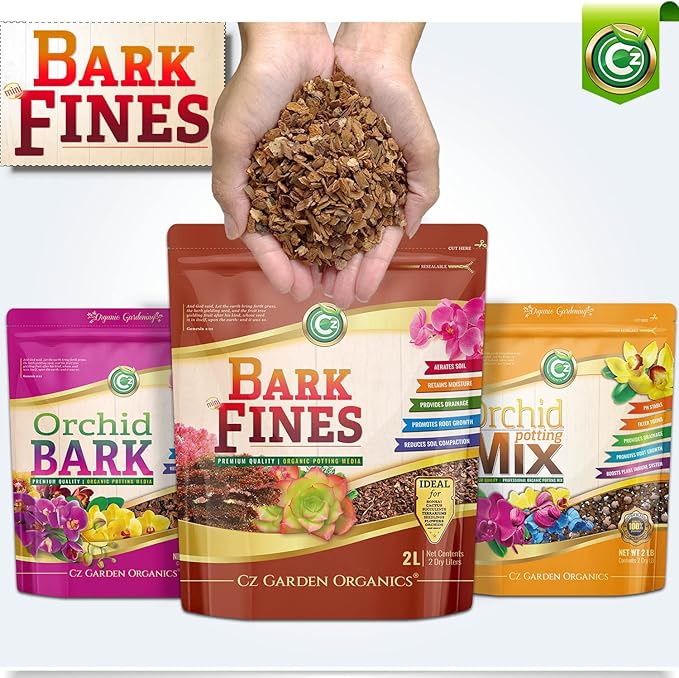 Potting Bark Fines (Chips) - Made in USA Premium Garden Soil Amendment Mix for Proper Root Development of Bonsai, Orchids, Phalaenopsis, Cattleyas, Indoor/Outdoor Plants, Reptile Terrarium Bedding