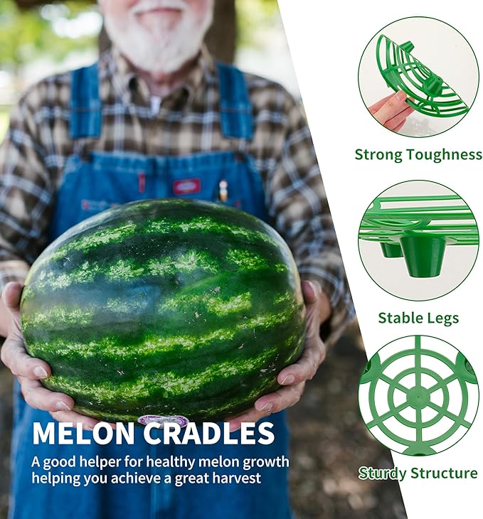 15 Pack Melon Cradle for Garden Pumpkin Support Stand Trellis,Avoid Ground Rot,Plastic Plant & Garden Support for Pumpkin Watermelons Squash Strawberries(Green)