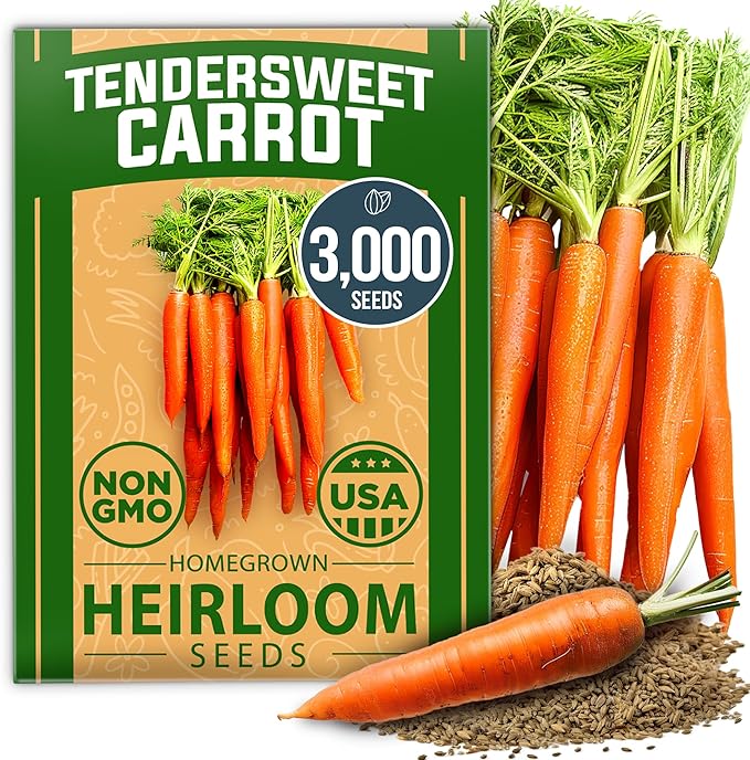HOME GROWN - Snap Pea Seeds for Planting Organic 100 & Tendersweet Carrots Pack 3000