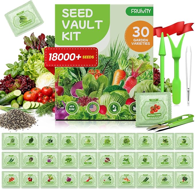 30 Heirloom Seeds Variety Pack - 18500+ Non-GMO Seeds for Planting Vegetables, Home Garden Seeds for Hydroponic, Indoor and Outdoor, Valentines Unique Gift for Mother, Women, Mom, Friend, Her