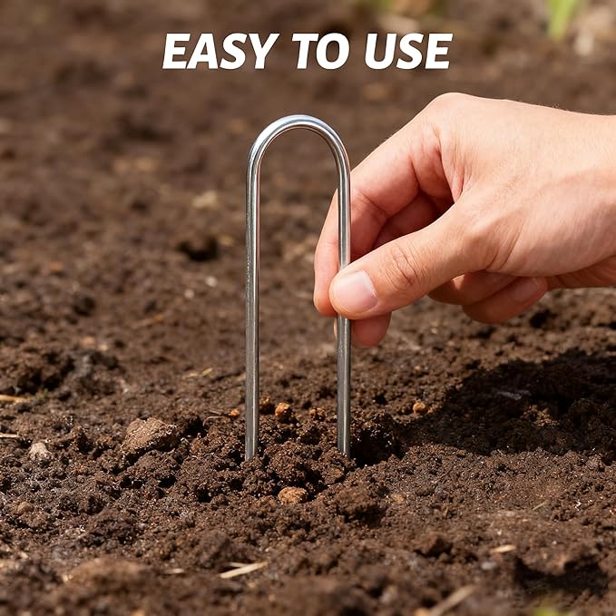 Atlantic Stainless Steel Landscape Staples Garden Stakes 4&6 Inch –Heavy-Duty, Rust-Proof Anchors for securing Weed Barrier Fabric, Plant Covers, Turf, Hoses & Cables. (40, 4 inch)