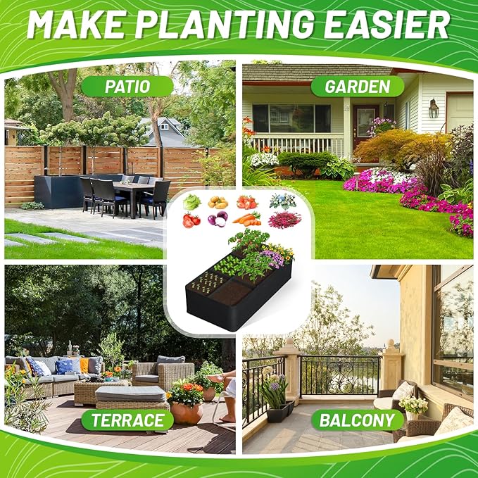 GREANER Fabric Garden Bed, Large Thickened Raised Beds for Gardening Vegetables, Rectangle Garden Grow Bed Bags for Growing Potatoes Carrots Chillies Tomatoes Strawberry Onion