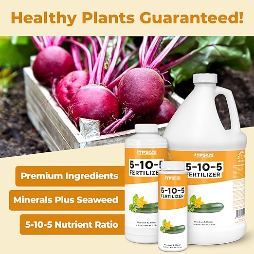 5-10-5 Fertilizer for Plants, Great for Root Vegetables, Fruiting Vegetables, and Flowers, Plant Fertilizer by TPS Plant Foods, 8oz (250ml)
