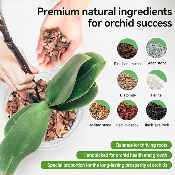 Orchid Bark Potting Mix with Pine Bark and Perlite, Fast Draining Orchid Soil for Healthy Roots, Ideal for Repotting Orchid and Orchid Bark for Indoor Plants (2 Quarts)