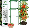 Halatool Heavy Duty Tomato Cages for Garden, 45 Inch Metal Square Tomatoes Cage,Adjustable Folding Tomato Trellis for Climbing Plants Vegetables Flowers Fruits,2 Pack