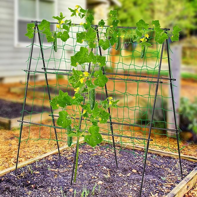 Lalahoni Cucumber Garden Trellis A Frame Trellis for Raised Bed, Plant Support for Flower Vine Grape Vegetable Fruit, Black