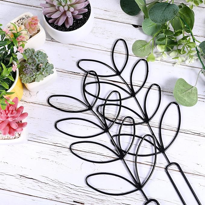 4 Pack Small Plant Trellis for Climbing Plants Indoor, 12 inch Plastic Trellis for Potted Plants Houseplant Trelli, Mini Climbing Plant Support for Houseplant Flower Hoya Pothos, Black