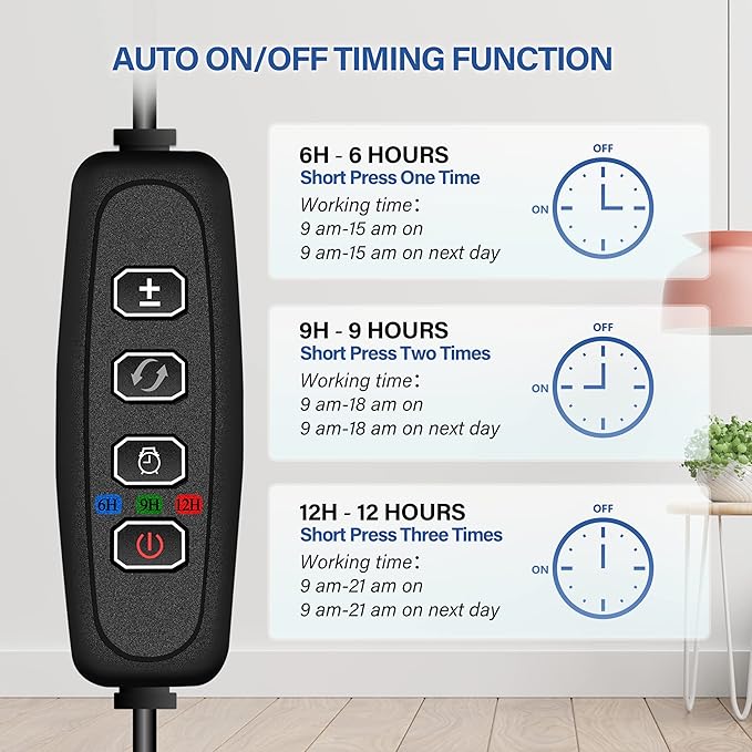 iPower 21 LED Grow Light with Full Spectrum for Indoor Plants, Adjustable Gooseneck, 10 Dimmable Levels&3 Light Modes, Auto 6H/9H/12H Timer, 2 Pack