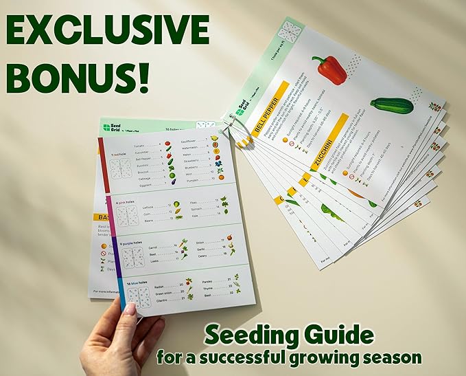 Seed and Seedling Spacer Tool for Garden // Square Foot Gardening Seed Template for Organized Plants, Vegetables & Fruits // Spacing Tool Kit for Planting (Green)