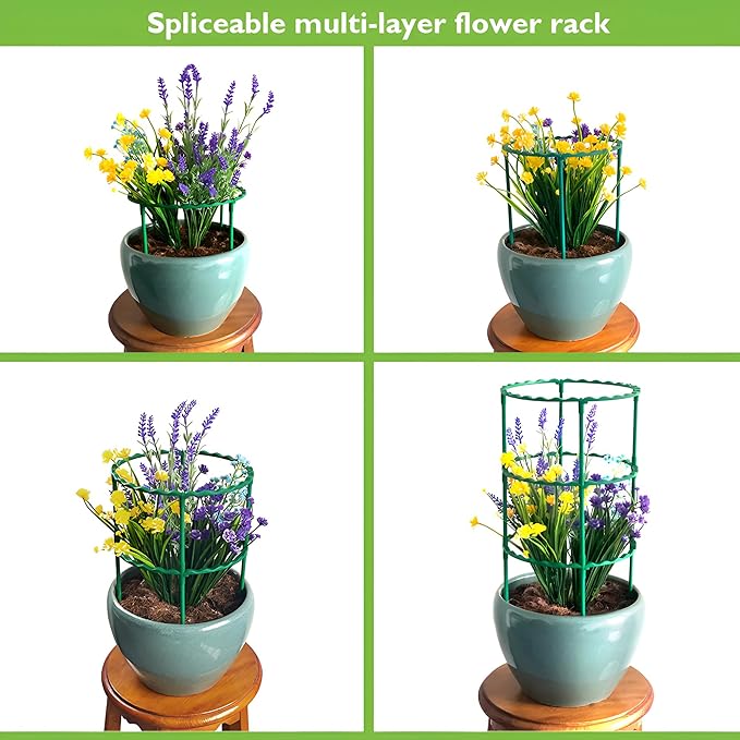 2 Set Plant Support,3 Layer Round Plant Support Stakes Ring Plastic Plant Cage Holder Flower Pot Climbing Trellis for Tomatoes,Rose, Potted Plants,Clivia, Succulents,(8.7" W x 21.7" H)