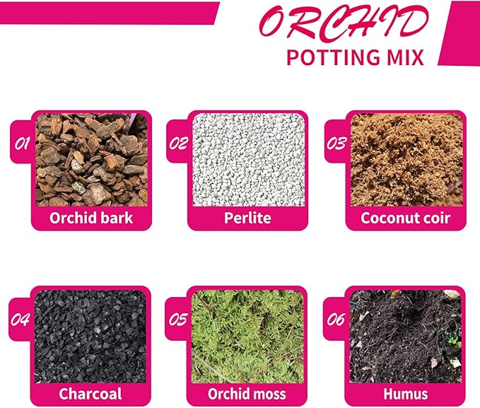 Orchid Potting Mix with Orchid Bark 4QT - New Upgraded Formula for Superior Drainage & Breathability | Premium Soil for Healthy Roots