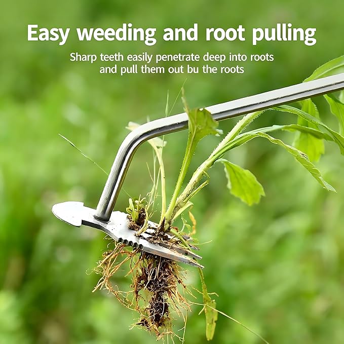 Weed Remover Tool, Portable Garden Weeder, Stainless Steel Weeding Tool with Rubber Handle – Ideal for Backyard Planting, Gardening, and Farm Cultivation