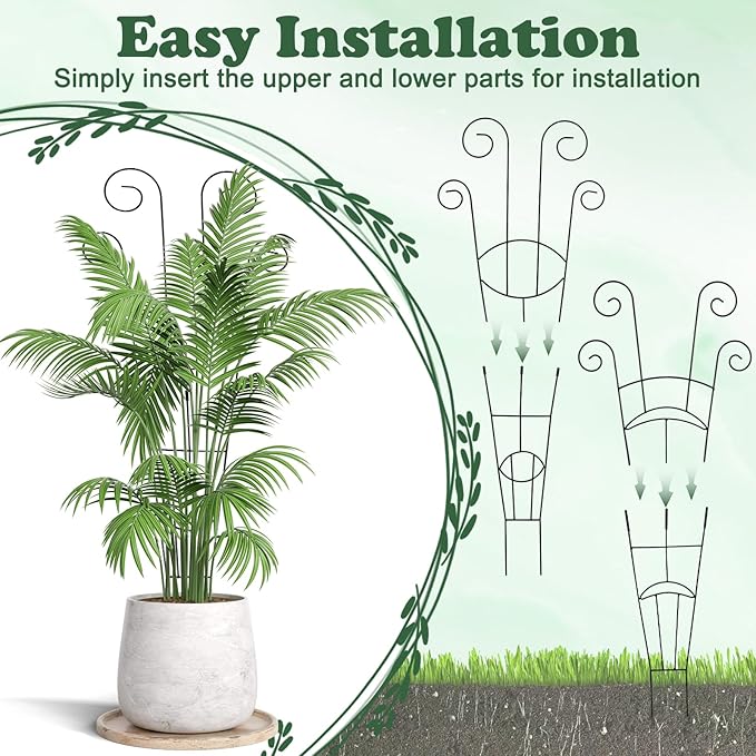4 Pack Metal Trellis for Climbing Potted Plants Indoor Outdoor - 30 Inch Rustproof Garden Stakes, Plant Support for Monstera Pothos Ivy Hoya Vines, Potted Houseplant