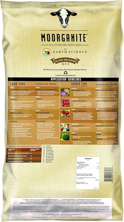 Earth Science Moorganite Lawn/Garden Fertilizer Plant Food, 2500sft Bag