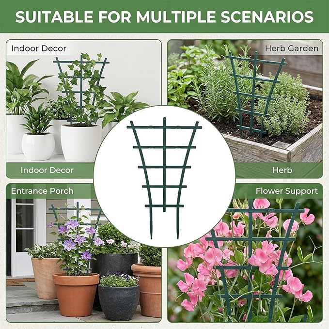 4 Pcs Mini Trellis, Plastic Garden Plant Support, Small Plant Trellis for Climbing Potted Plants, Indoor Outdoor Flower Vine Training Frame