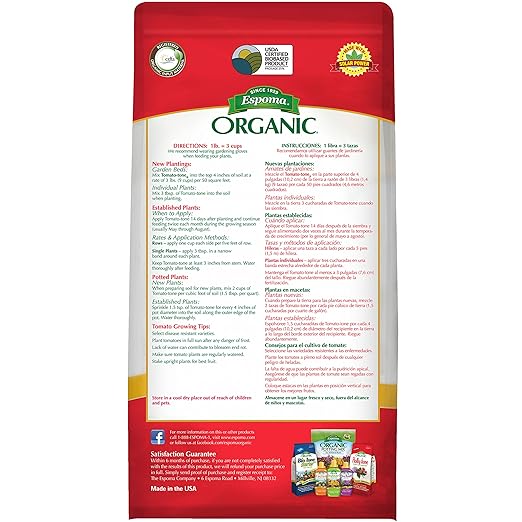 Espoma Organic Tomato-Tone 3-4-6 with 8% Calcium. Organic Fertilizer for All Types of Tomatoes and Vegetables. Promotes Flower and Fruit Production. 4 lb. Bag - Pack of 3