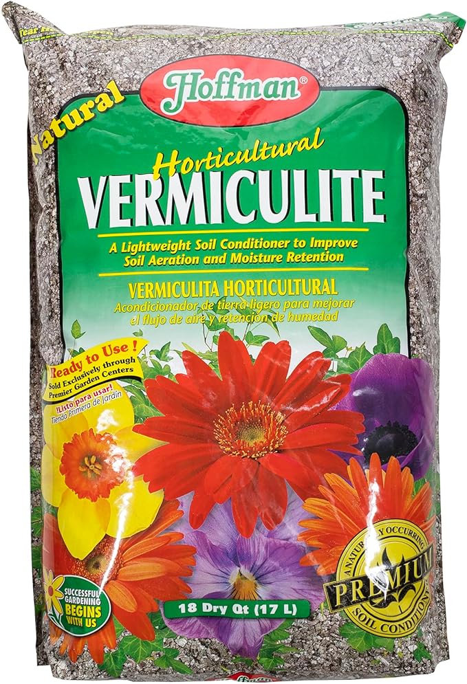 Hoffman Horticultural Vermiculite Lightweight Garden Soil Conditioner for Aeration and Moisture Retention, 18qt, 2 Pack