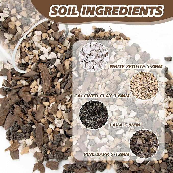 Sukh Succulent Potting Mix 14.5OZ - Orchid Bonsai Soil Pre Mixed Ready to Use Pine Bark Zeolite Calcined Clay Black Lava for Garden Plant Food Mixture Drainage Aeration Fertilizer Retention