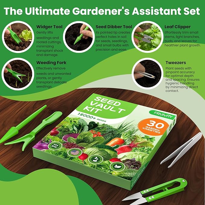 30 Heirloom Seeds Variety Pack - 18500+ Non-GMO Seeds for Planting Vegetables, Home Garden Seeds for Hydroponic, Indoor and Outdoor, Valentines Unique Gift for Mother, Women, Mom, Friend, Her