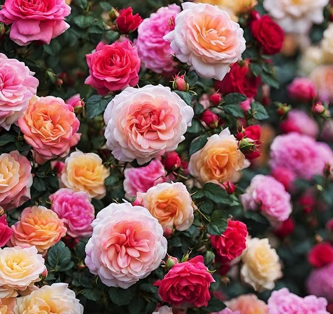 100+ Mix Color Climbing Rose Seeds for Outdoor Planting Vibrant Bush Perennial Shrub Ornamental Flowers for Garden Decoration