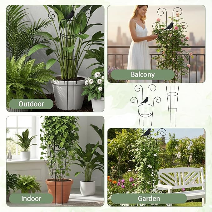 2 Set 30In Taller Plant Trellis for Climbing Plants Outdoor Expandable Metal Indoor Plant Trellis for Potted Plants Tall Climbing Monstera Support Stakes for Garden Ivy Pothos Hoya Flowers(Bird)